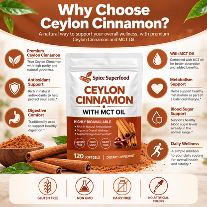 Ceylon Cinnamon 600 mg Softgels with MCT Oil